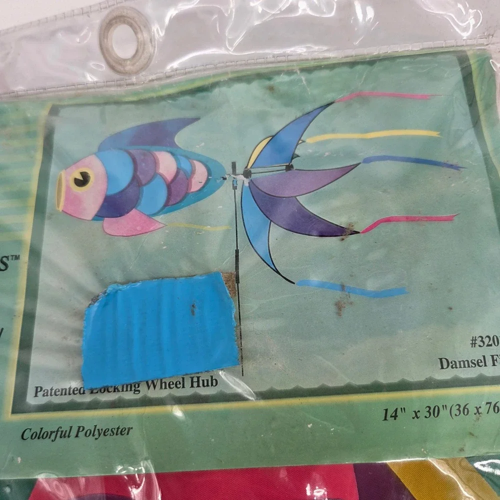 Wind Designs WindWheels Damsel Fish Garden Wind Spinner 14x30 Colorful 32019 NEW